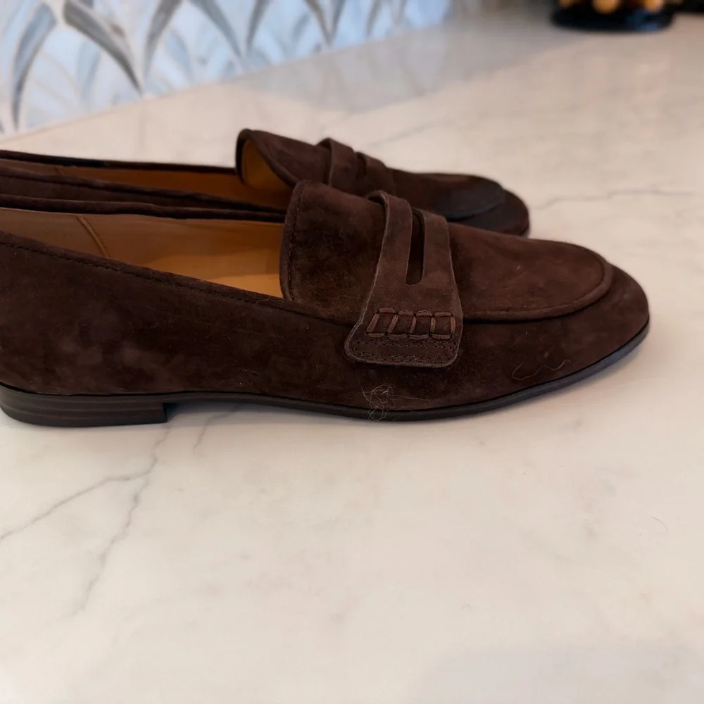 Nine West Dark Brown Suede Penny Loafers - Picture 1 of 2